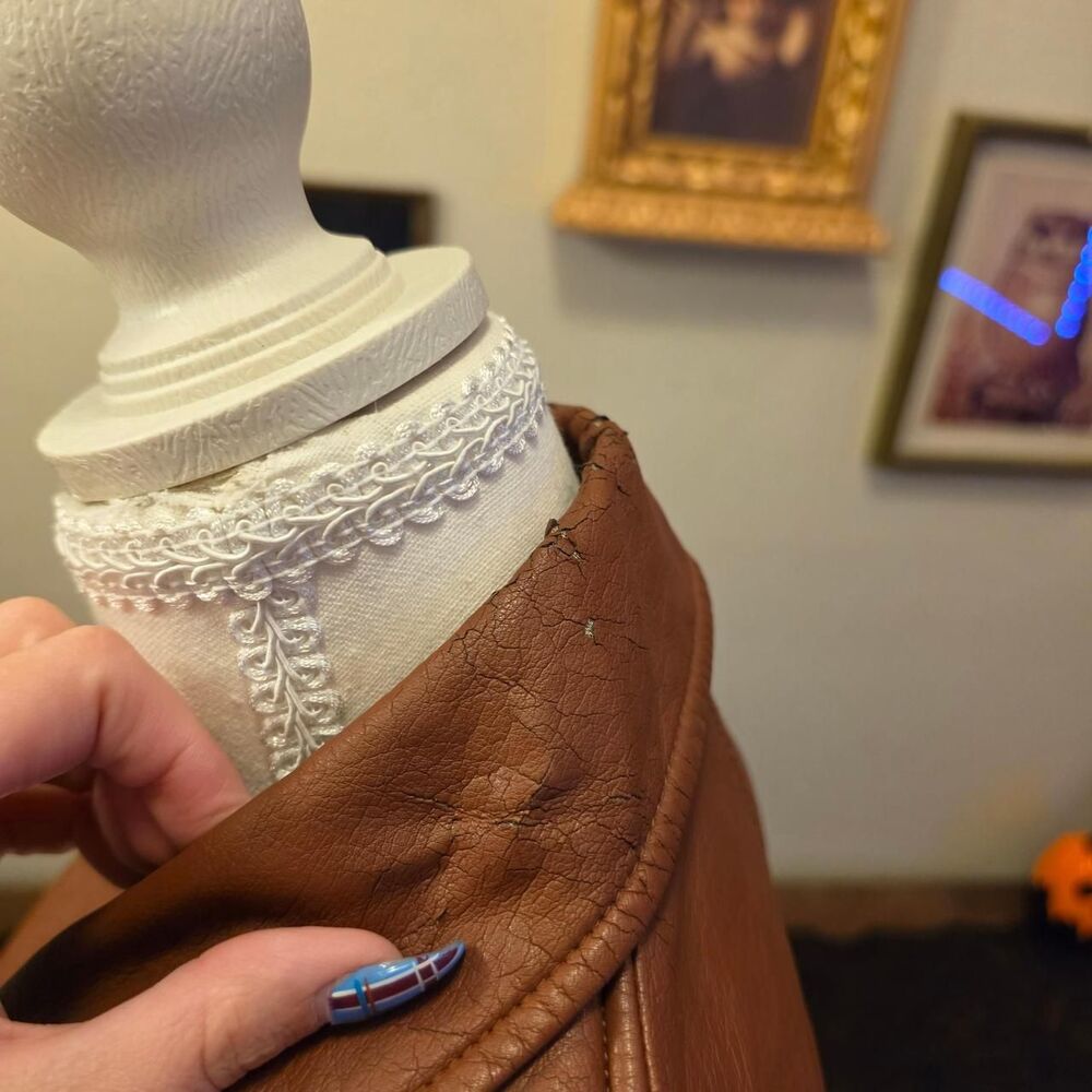 Faux Leather Tan Moto Jacket - Picture 4 of 8